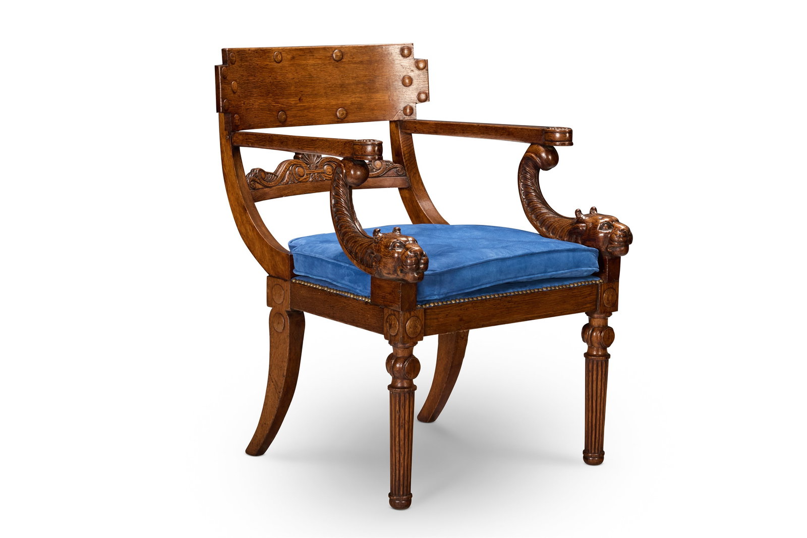 A REGENCY OAK KLISMOS ARMCHAIR, CIRCA 1815 (1 of 4)