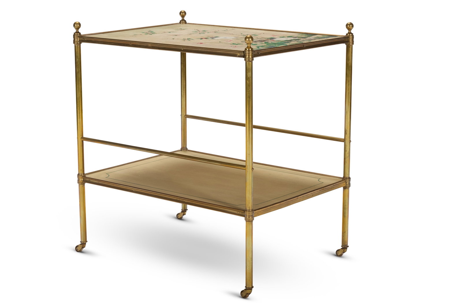 A BRASS TWO TIER ETAGERE, 20TH CENTURY (1 of 3)