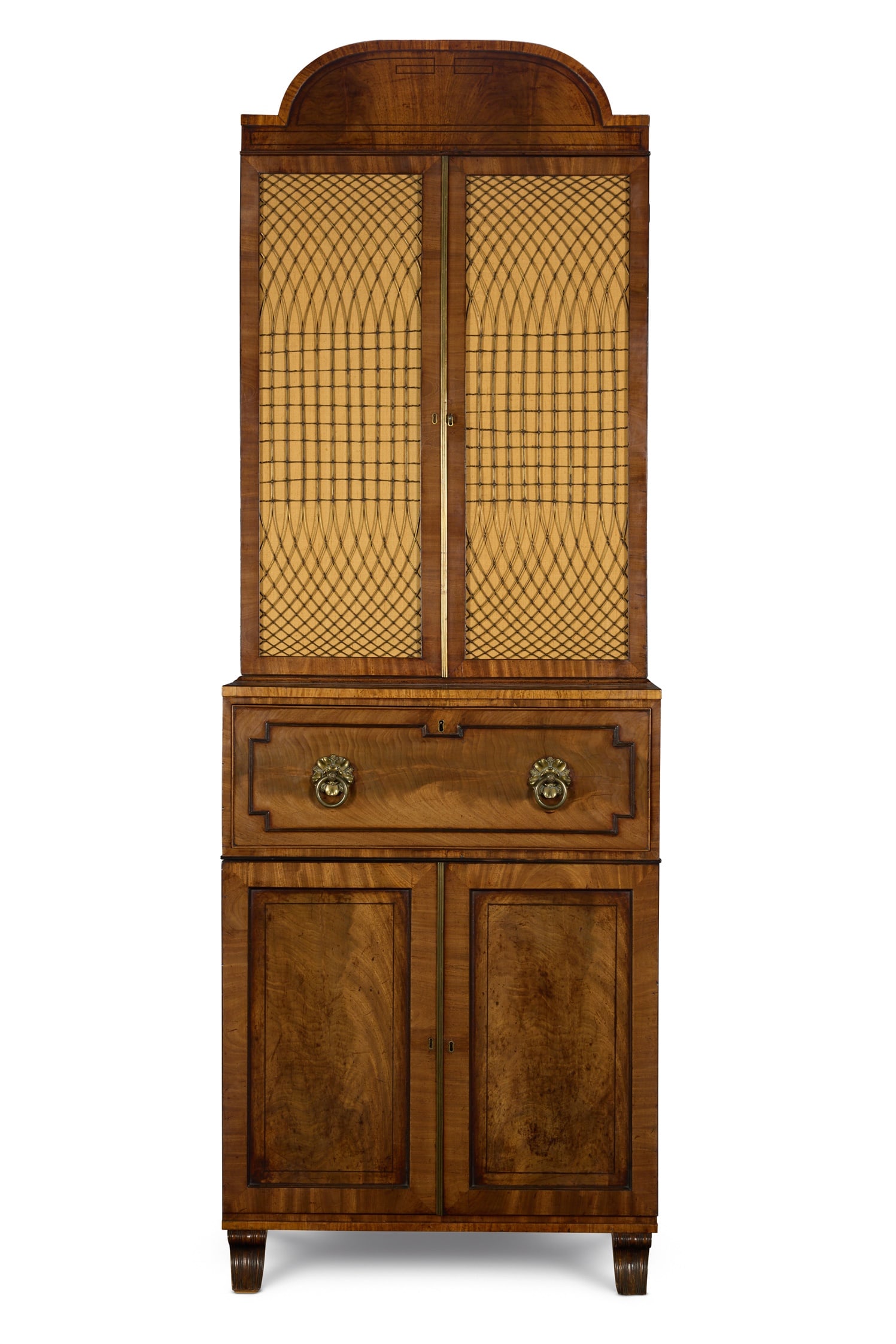 Y A SMALL REGENCY MAHOGANY SECRETAIRE BOOKCASE, EARLY 19TH CENTURY (1 of 3)