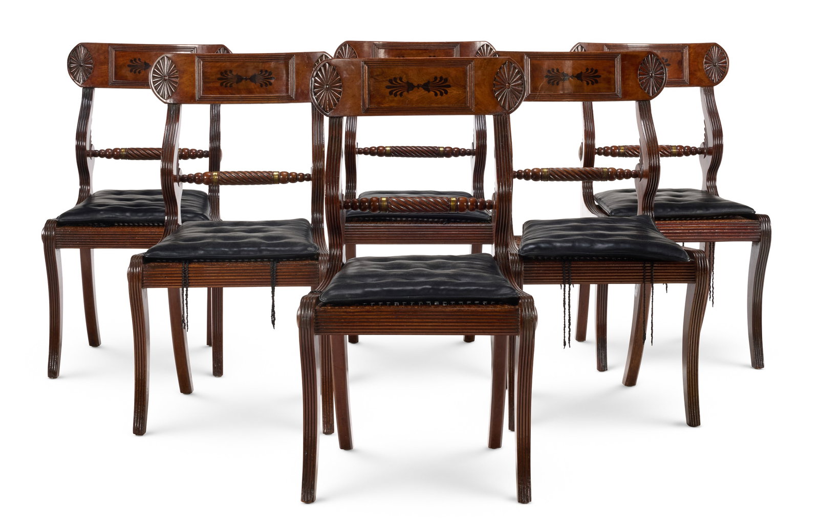 Y A SET OF SIX SCOTTISH REGENCY EBONY-INLAID MAHOGANY CHAIRS, CIRCA 1820 (1 of 4)