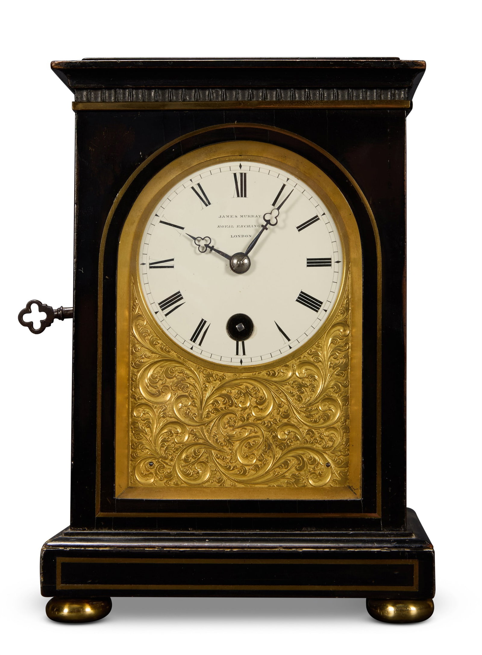 Y A REGENCY MINIATURE BRASS MOUNTED EBONY MANTEL TIMEPIECE5 (1 of 3)
