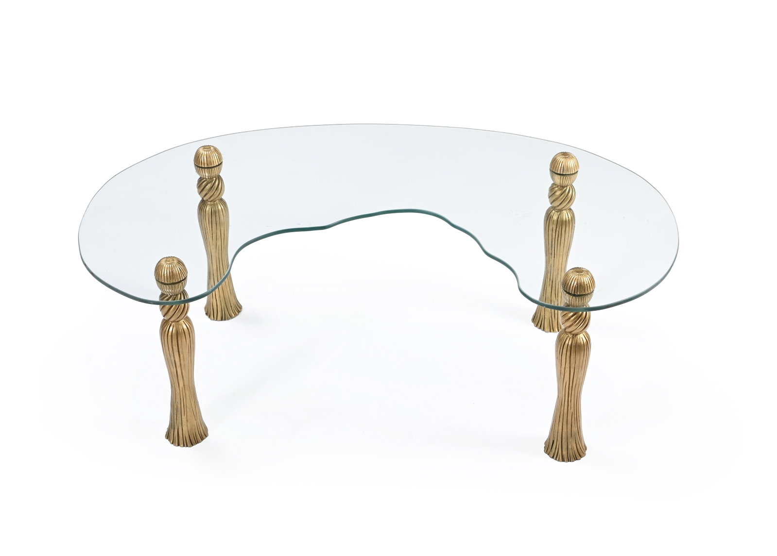 A LARGE COFFEE TABLE WITH TASSLE FEET, IN THE MANNER OF PHYLISS MORRIS (AMERICAN), 20TH/21ST CENTURY (1 of 2)
