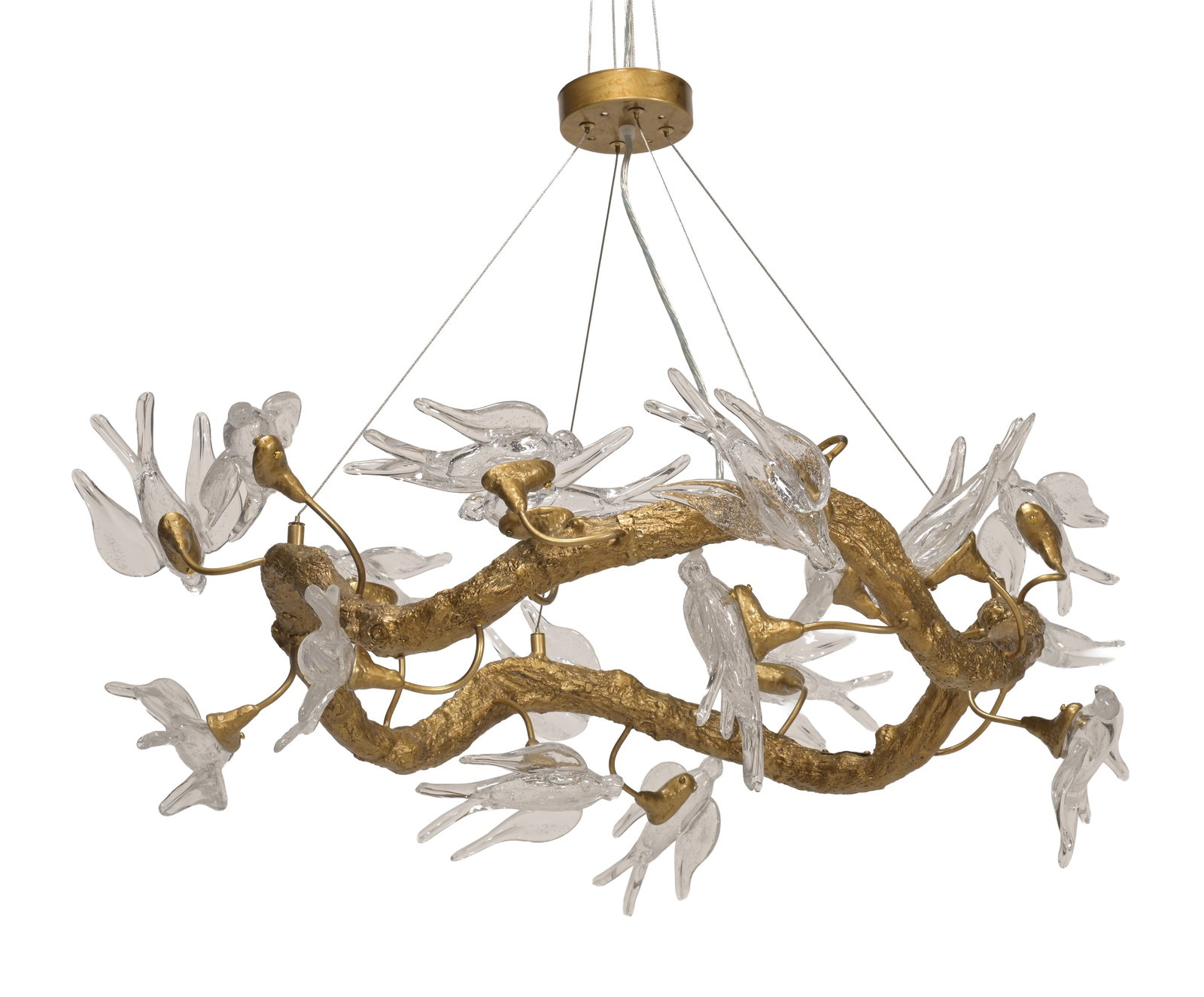 MODERN, 'SWALLOW' CHANDELIER, 21ST CENTURY: MODERN'SWALLOW' CHANDELIER, 21ST CENTURYBrass, glass50cm hang, 65cm diameter