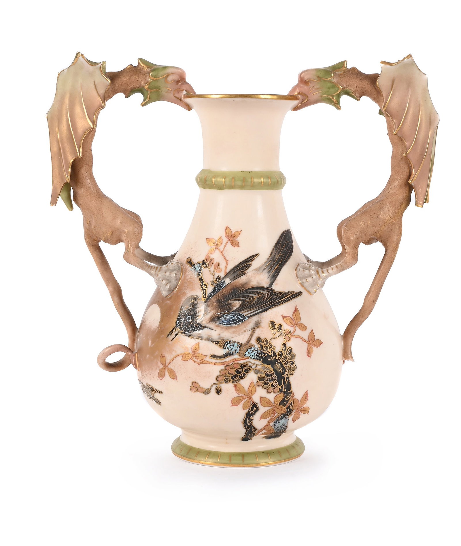 ALFRED STELLMACHER (AUSTRIAN, 1837-1906), TWIN-HANDLED WYVERN VASE, CIRCA 1885 (1 of 4)