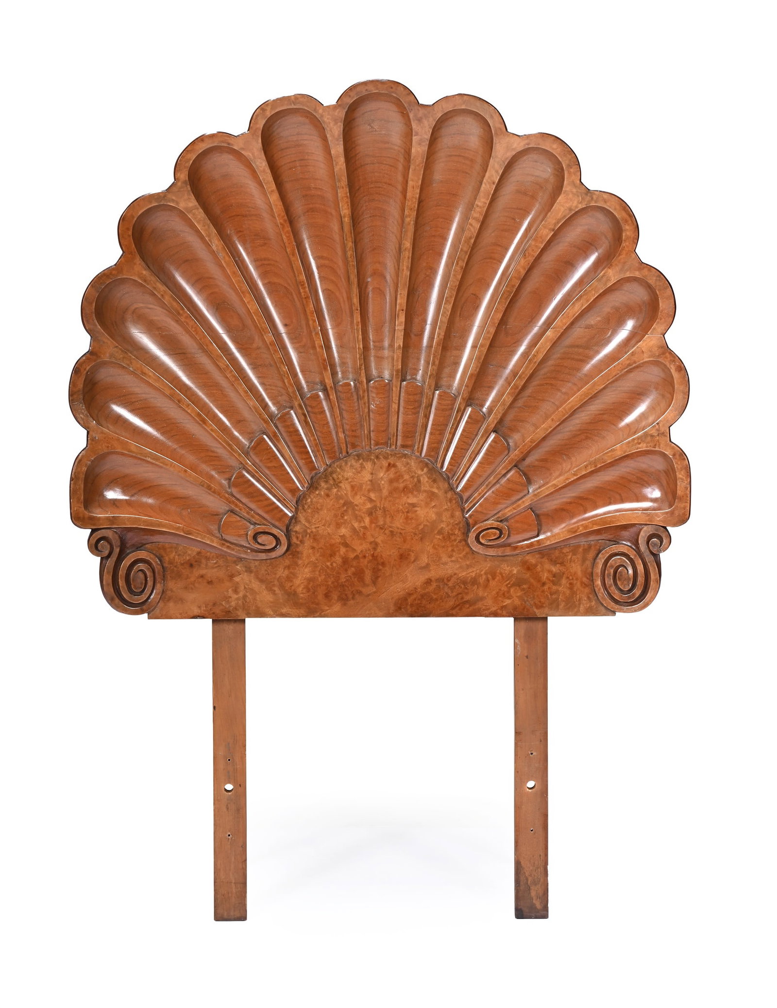 FRENCH, ART DECO STYLE SHELL HEADBOARD, 20TH CENTURY: FRENCHART DECO STYLE SHELL HEADBOARD, 20TH CENTURYCarved walnut93cm high, 91cm wide