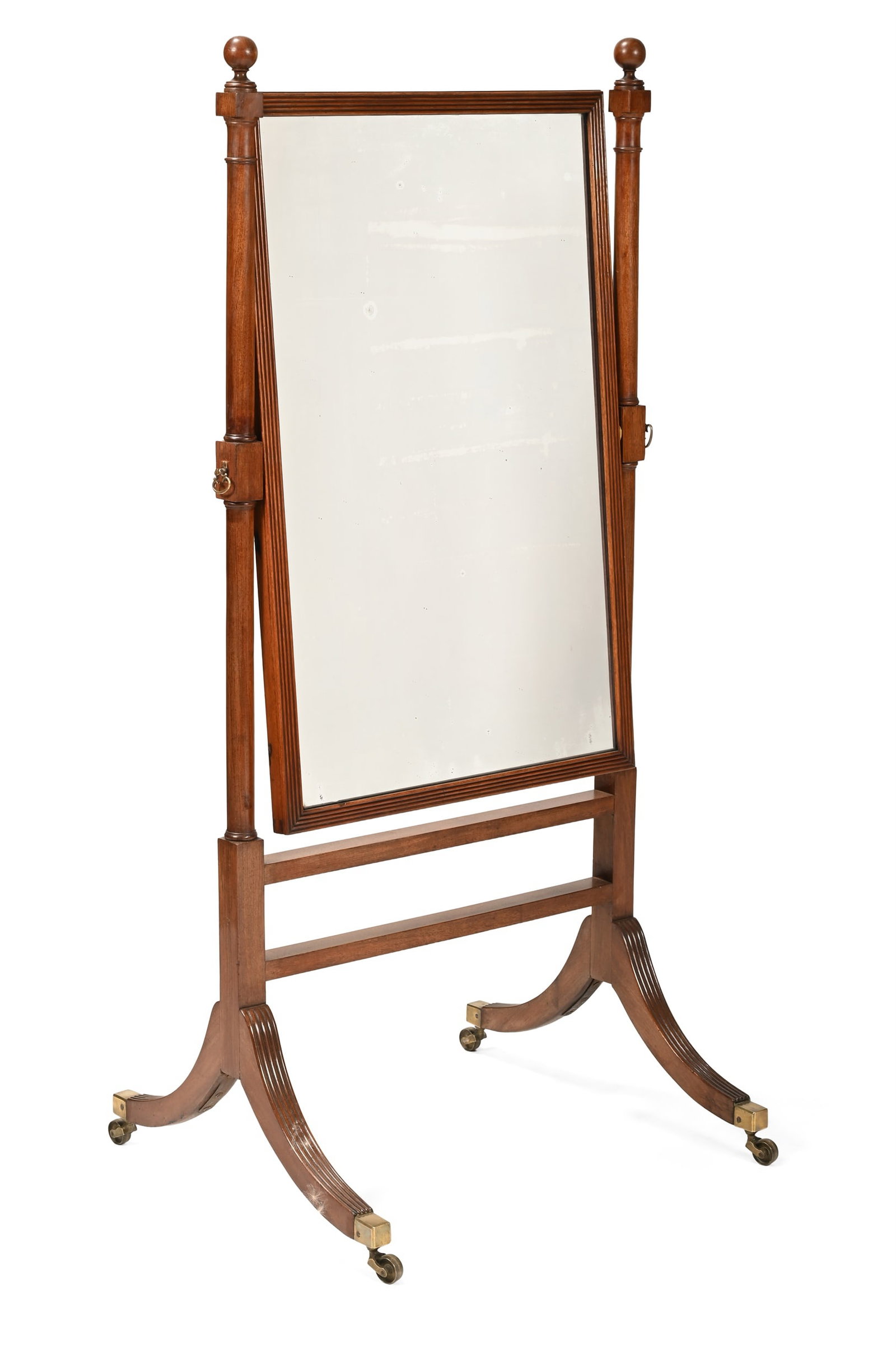 A REGENCY MAHOGANY CHEVAL MIRROR, IN THE MANNER OF GILLOWS, CIRCA 1815: A REGENCY MAHOGANY CHEVAL MIRRORIN THE MANNER OF GILLOWS, CIRCA 1815154cm high, 72cm wide, 69cm deep