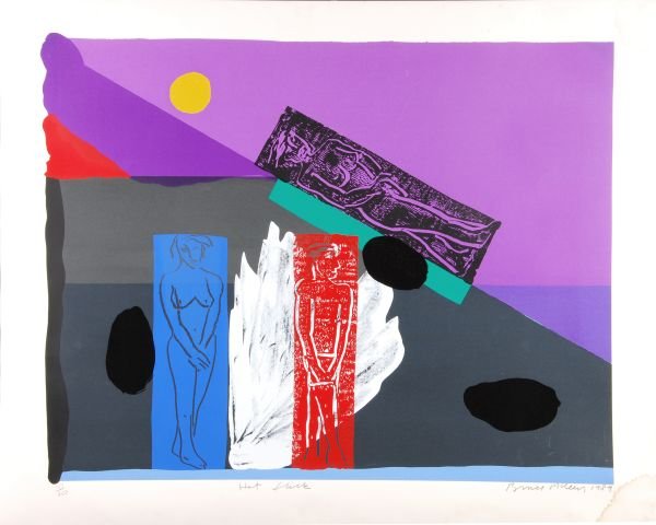 Bruce McLean (b.1944) Hot slick Colour screenprint: Bruce McLean (b.1944) Hot slick Colour screenprintSigned and dated 1989 lower rightInscribed lower centreNumber 187/250 lower left118 x 148 cm (46 1/2 x 58 1/4 in)Together with a wat