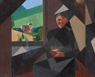 Attributed to André Leveillé (1880-1963) Femme dev: Attributed to André Leveillé (1880-1963) Femme devant une Fenetre Oil on card, laid on board37 x 46 cm (14 1/2 x 18 in)