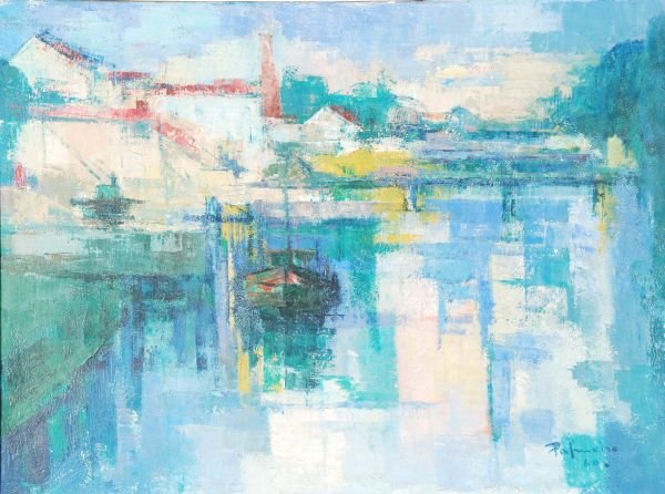 José Palmeiro (1901-1984) River landscape Oil on c: José Palmeiro (1901-1984) River landscape Oil on canvas Signed and dated '60 lower right 53 x 72 cm (21 x 28 1/4 in)