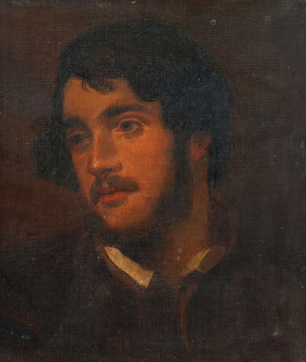 . . Attributed to George Frederic Watts O.M., R.A.: . . Attributed to George Frederic Watts O.M., R.A. (1817-1904)Portrait of a bearded man, traditionally identified as Robert Browning (1812-1889)Oil on canvas42.5 x 36.5 cm (19 3/4 x 14 1/4 i