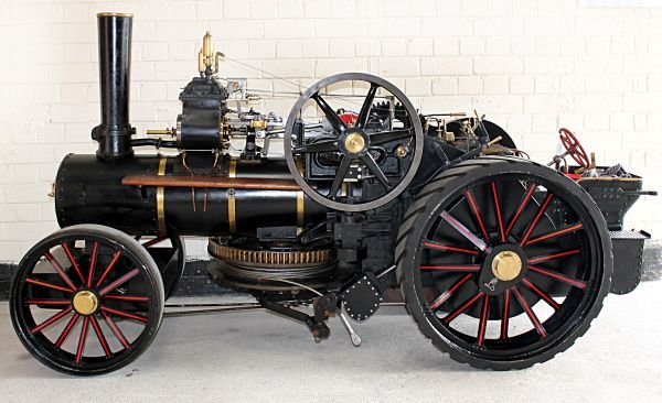 A well engineered 4 inch scale live steam model of: A well engineered 4 inch scale live steam model of a Fowler BB1 compound ploughing engine, the steel boiler with fittings including sight-glass, pressure gauge, eccentric driven feed pump, injector, s