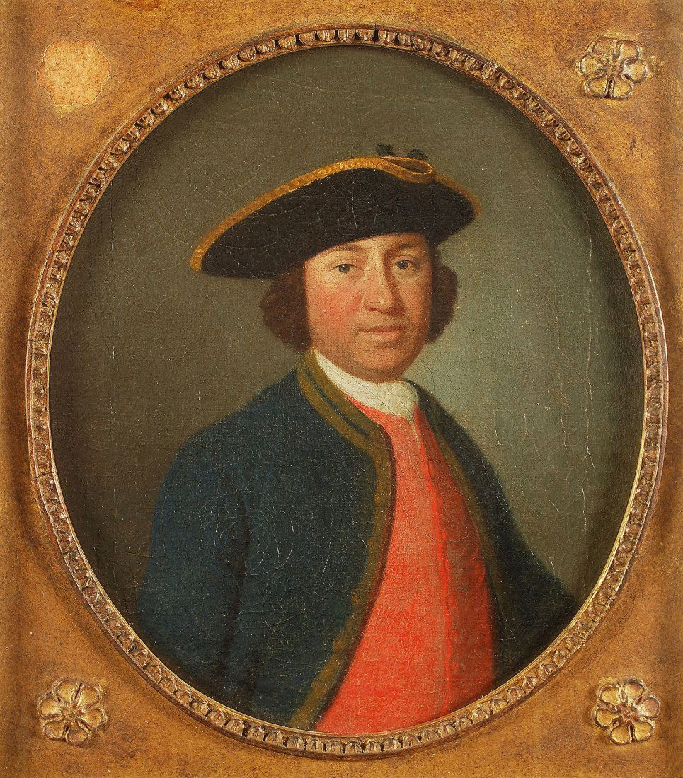 Circle of John Downman - Portrait of a gentleman: Oil on canvas Oval 28 x 23 cm (11 x 9 in)