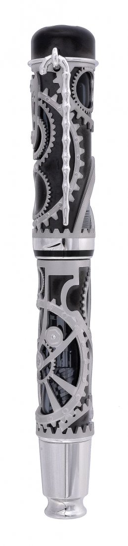 Montblanc, Skeleton, Charlie Chaplin, 88, a limited: Montblanc, Skeleton, Charlie Chaplin, 88, a limited edition fountain pen, no.13/88, the cap and barrel with gold coloured overlay in the form of cog-wheels, paying tribute to Chaplin's most famous fil