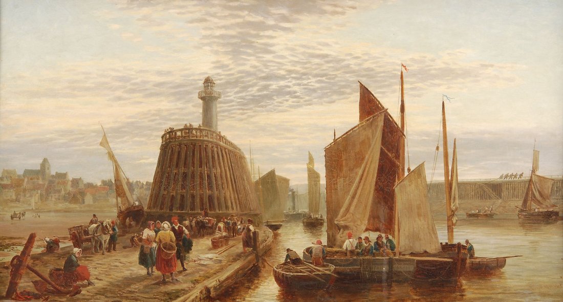 Terrick Williams (1860-1936) - The Fisherman's Evening: Oil on canvas Signed and dated 1904 lower right 47 x 87.5 cm (18 1/2 x 34 1/2 in)