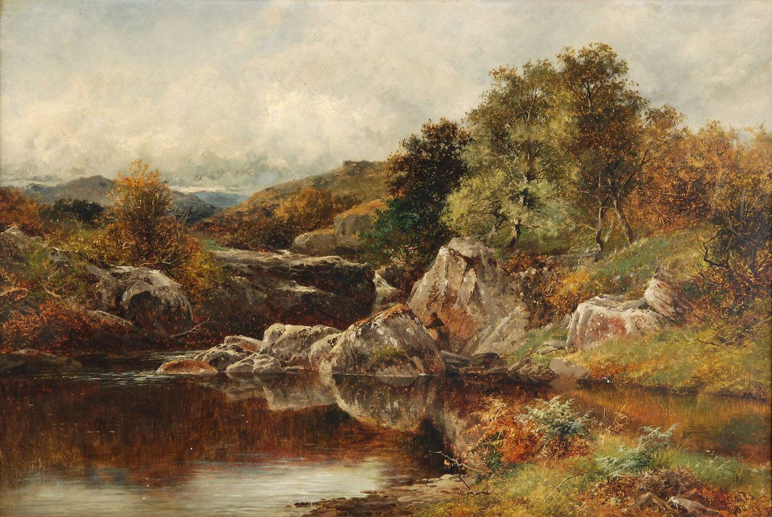 David Bates (1840-1921) - Below Pont-Y-Gyfyng, Capel: Oil on canvas Signed and dated 1880 lower right 51 x 76 cm (20 x 30 in)