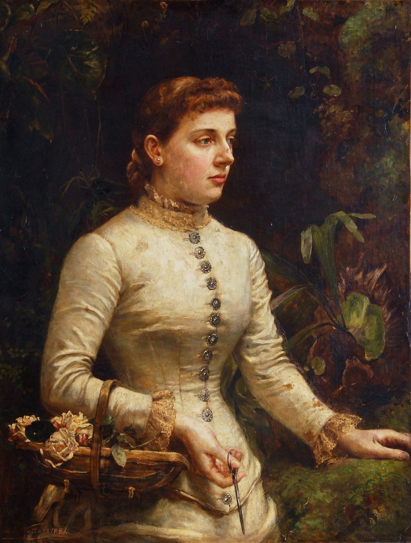 Mary Lemon Waller (fl. 1881-1929) - Portrait of Lily: Oil on canvas Unframed Signed and dated 1881 lower left 91 x 71 cm (35 3/4 x 28 in)
