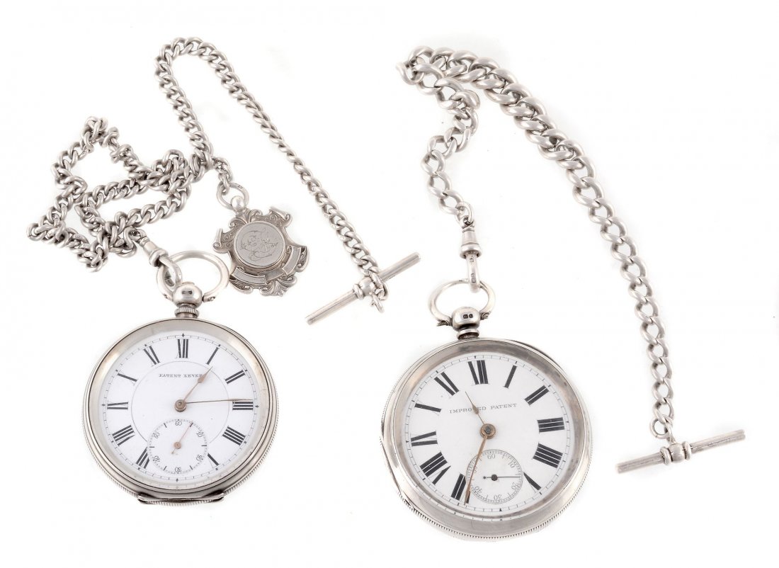 M. Fisher, Manchester, Improved Patent, No: M. Fisher, Manchester, Improved Patent, No. 57803, a late Victorian silver open face pocket watch, Birmingham 1894, the three piece case with a white enamel dial, black Roman numerals, subsidiary seco