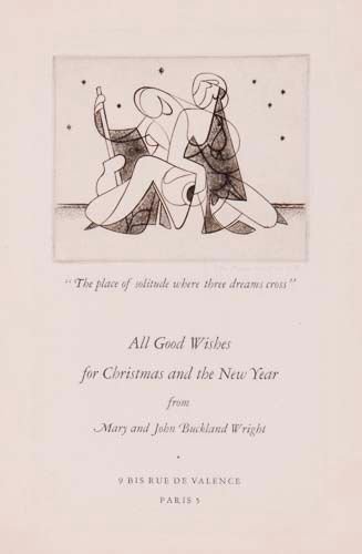 John Buckland-Wright (1897-1954) - "The place of: Christmas greetings card, engraving with letterpress, on thick wove paper Signed in pencil, centre right below platemark 200 x 130 mm. (7 7/8 x 5 1/8 in) With two impressions of the wood-engraving "Le