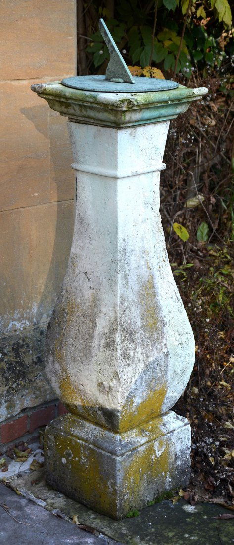 A fine George II brass sundial, Hamlin, London, circa: A fine George II brass sundial, Hamlin, London, circa 1730, the 11.75inch circular cast plate fitted with angled gnomen set at 50 degrees and 45 minutes to centre within track annotated for the equati