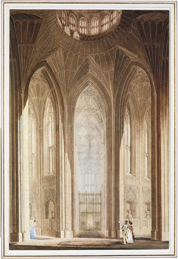 Frederick Mackenzie (1787-1854) - An abbey interior: Pen and ink, watercolour Circa 1830 44.5 x 29.5 cm. (17 1/2 x 11 1/2 in) Provenance: Sale. Bonhams, London, 18th September, 2007, 18th and 19th Century British Watercolours and Drawings , lot 44 (