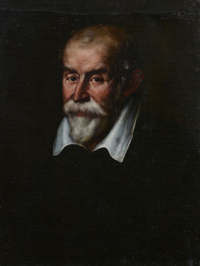 Circle of Bartolomeo Passarotti (1529-1592) - Bust: Oil on canvas 65 x 52 cm. (25 1/2 x 20 1/2 in) With pen and ink manuscript note on reverse relating to the sitter, who was apparently associated with Cosimo I de' Medici (1519-1574).