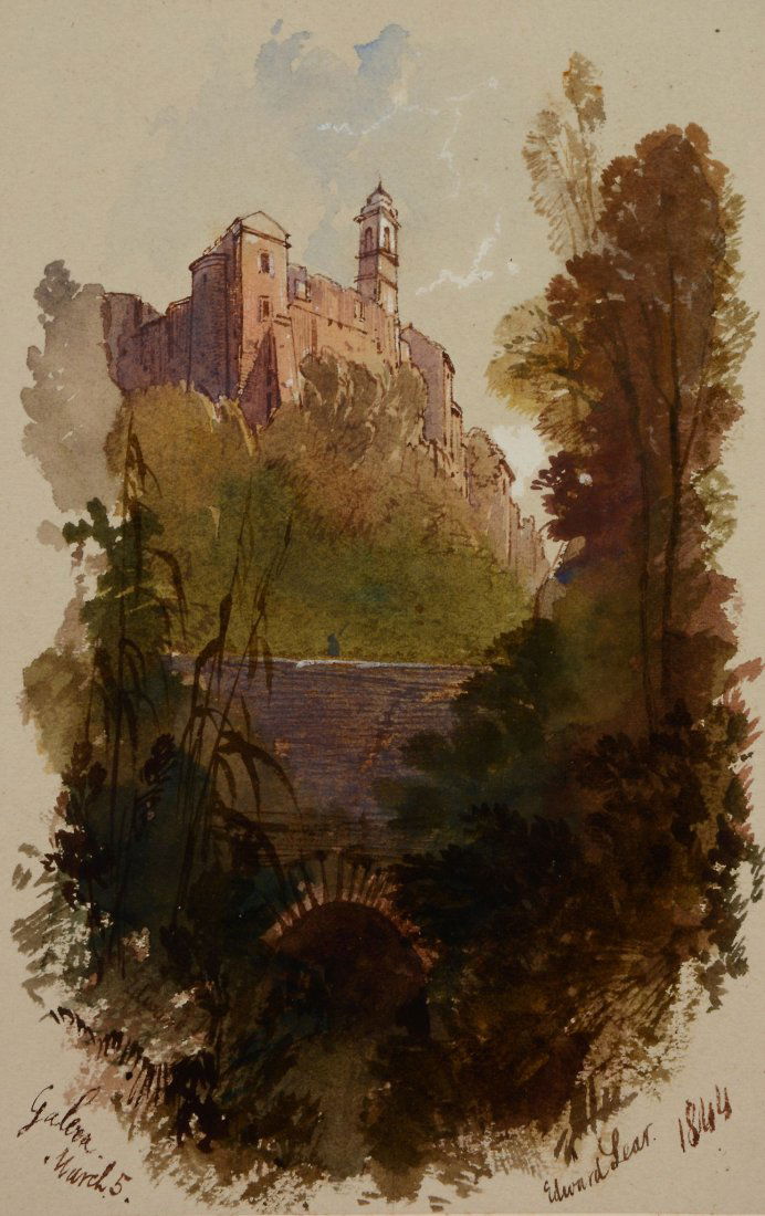 Edward Lear (1812 - 1888) - Galera, 1844: Watercolour, heightened with white, on light grey paper Signed and dated 1844 lower right, inscribed Galera , March 5 lower left 17.5 x 11 cm. (6 7/8 x 4 1/4 in) Unframed Provenance:John Scandrett Har