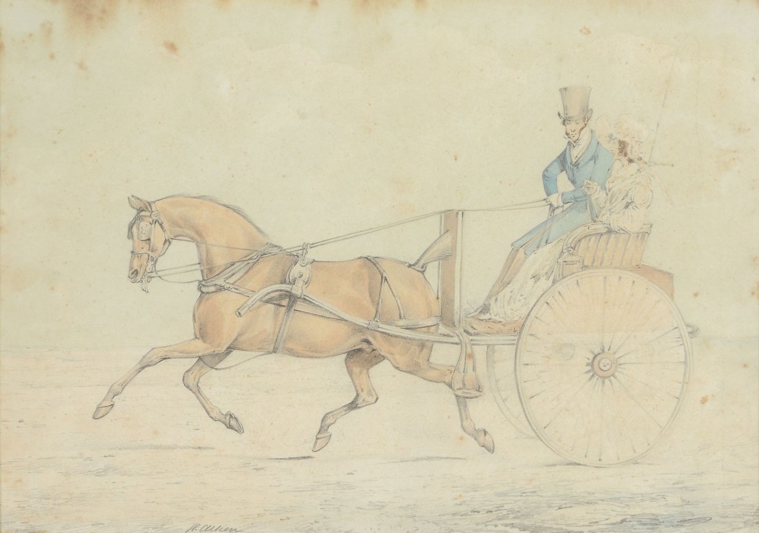 Henry Thomas Alken (1785-1851) - Horse and carriage: Watercolour and pencil Signed middle left 29 x 33 cm. (9 x13 in) Provenance: John Harrison Fine Art