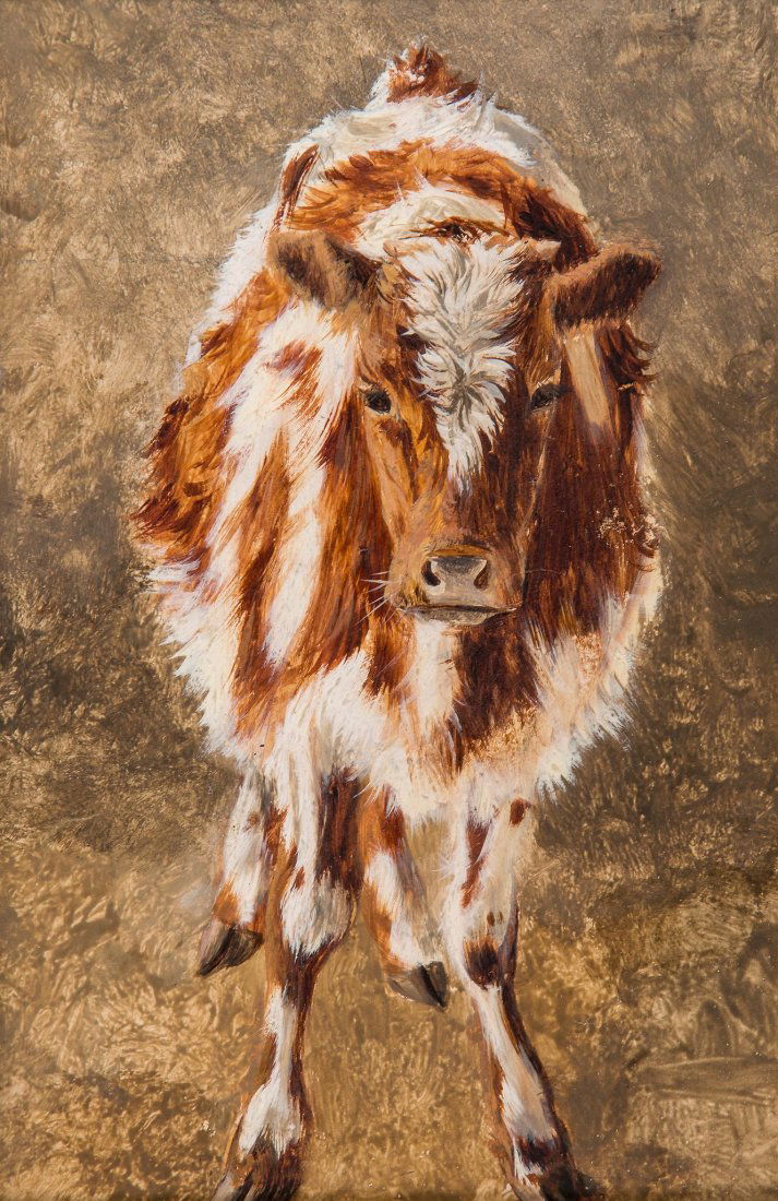 Arthur James Stark (1831-1902) - Study of a cow: Oil on paper 17.5 x 11 cm. (6 7/8 x 4 1/4 in) Provenance: David Gallery (accroding to inscription on reverse)