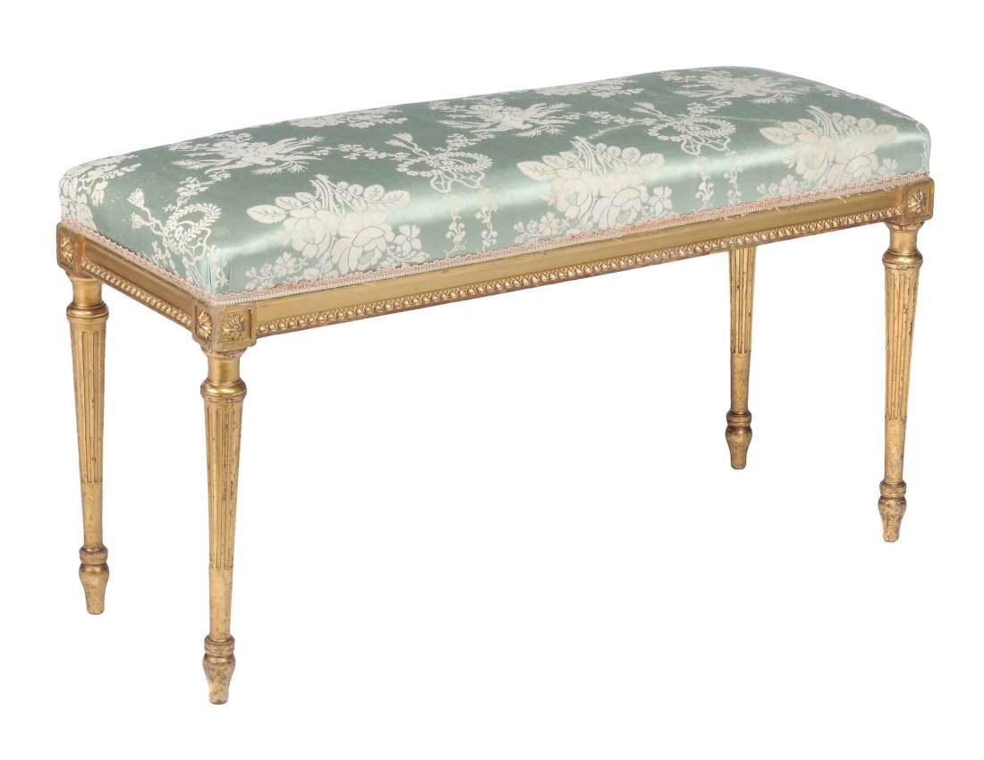 A giltwood and upholstered long stool in 18th century (1 of 1)