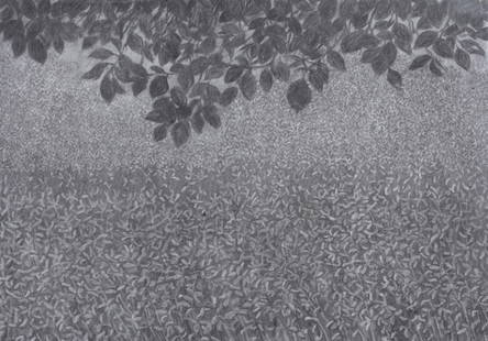 Edward Middleditch (1923-1987) - Garden Night; Plum: Charcoal on paper Circa 1979 Each c.64 x 89 cm. (25 1/4 x 35 in), (2) Exhibited: Royal Academy, Summer Exhibition , 1979, no. 859 and 863 IMPORTANT: This lot is sold subject to Artists Resale Rights,