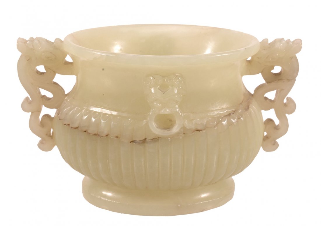 A Chinese yellow jade censer, Qing Dynasty (1 of 4)