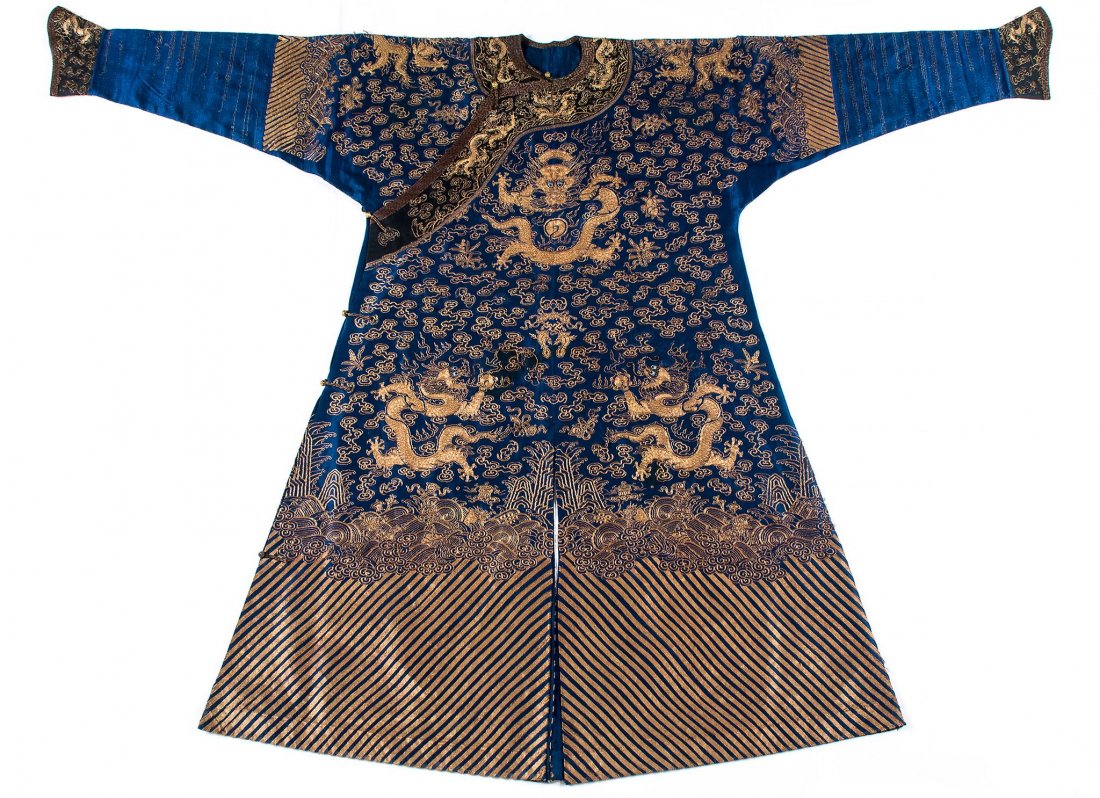 A blue gauze court ‘dragon robe’, jifu, (1 of 6)