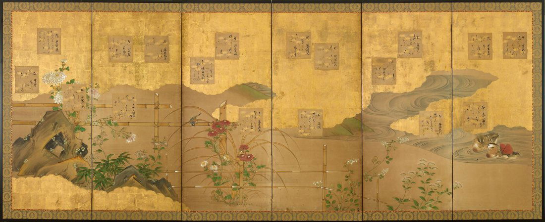 A six-fold paper screen, Edo period, 19th century (1 of 1)