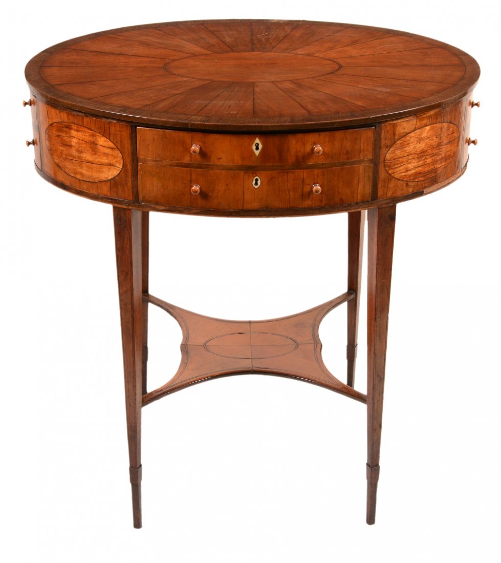 A George III satinwood and ebony strung oval centre (1 of 2)