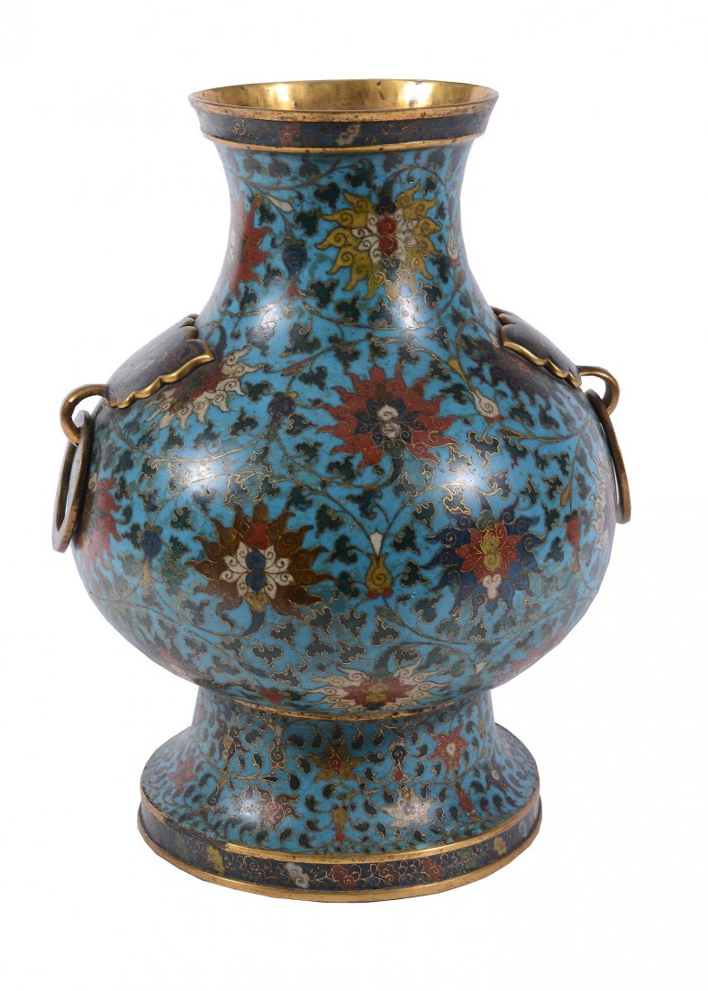 A Chinese cloisonné enamel vase, Hu , in Ming style (1 of 2)