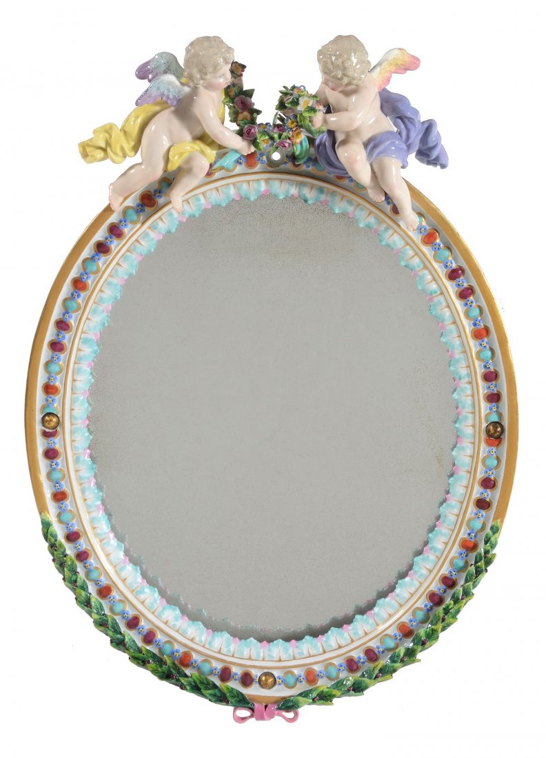 A Meissen porcelain dressing-table mirror frame, late (1 of 1)