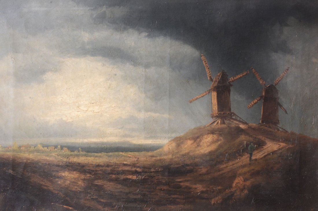 Manner of John Constable (1776-1837) - Storm clouds: Oil on canvas Bears signature and indistinct date lower right 55.5 x 81.5 cm. (21 3/4 x 32 in)