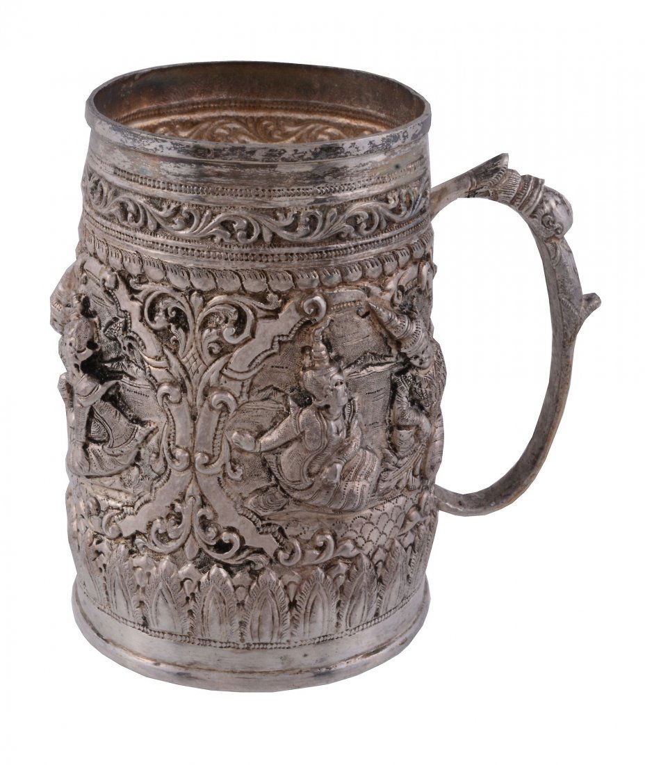 A Burmese silver mug, stamped 95/Silver, early 20th (1 of 2)