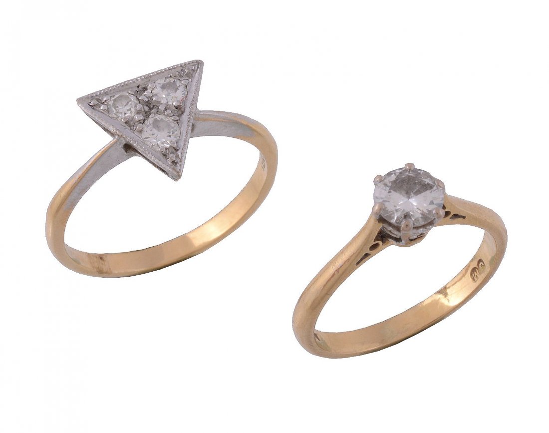 Two diamond rings, the first with a trio of brilliant (1 of 1)