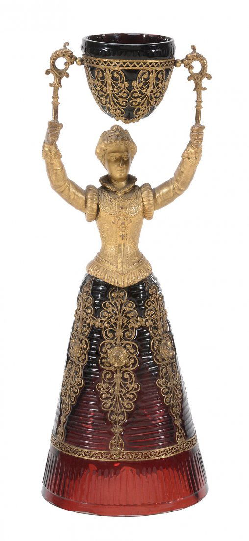 A Continental ruby glass and gilt metal mounted wager (1 of 1)