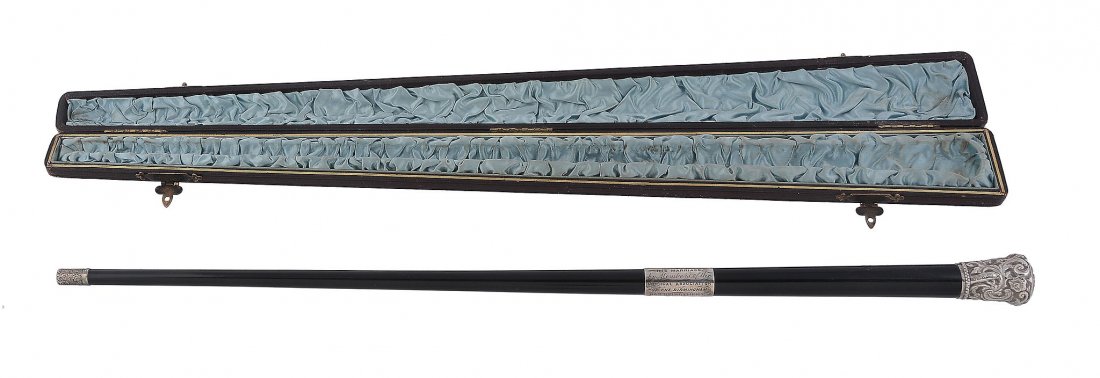 A Victorian silver mounted ebonised conductor's baton (1 of 1)