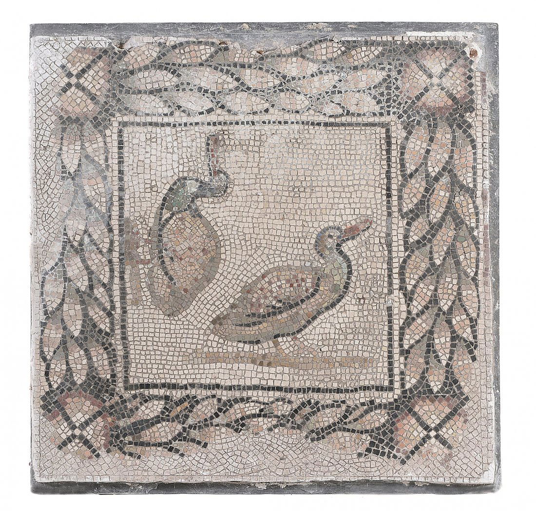 A Roman mosaic panel depicting two ducks, probably (1 of 6)