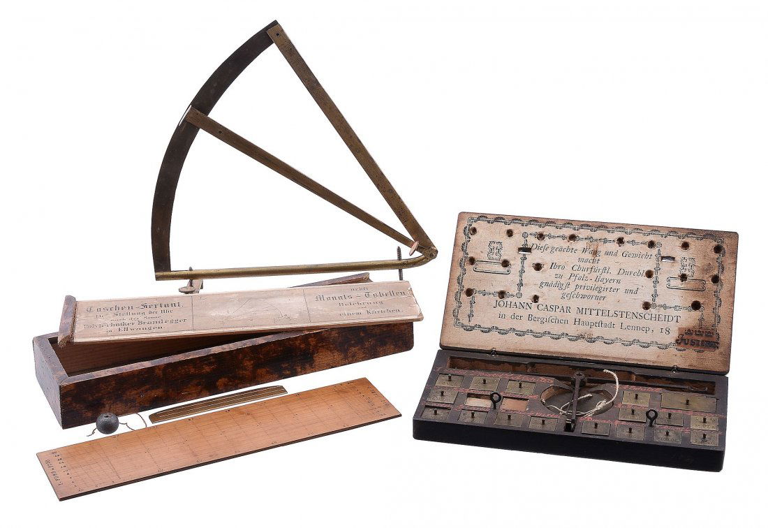 A German ebonised cased pair of coin scales Johann (1 of 2)