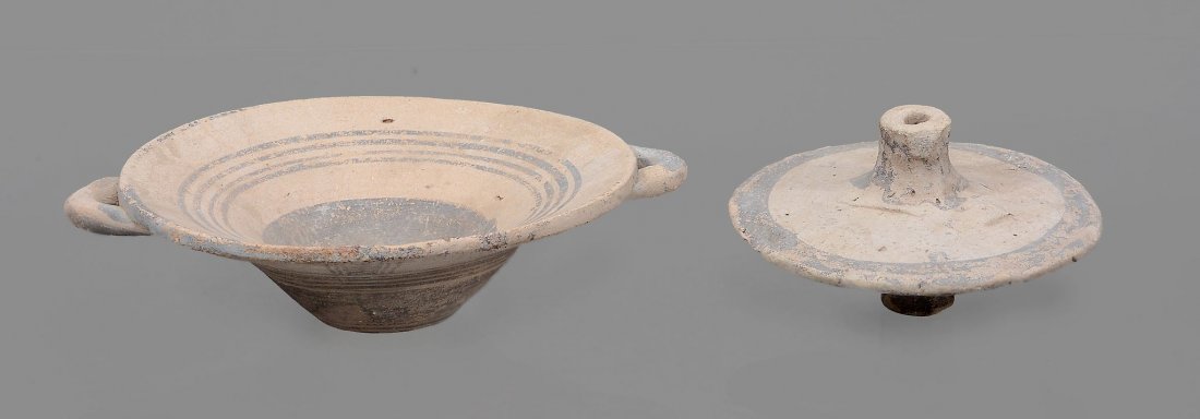 A Cypriot Iron Age pottery platter with looped handles (1 of 2)