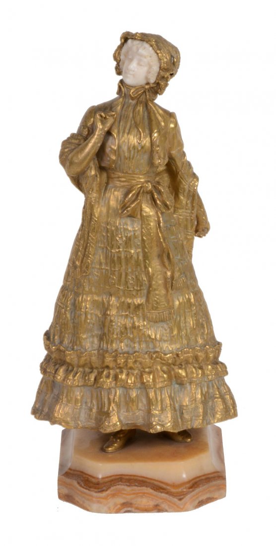 Rene-Paul Marquet , a bronze and ivory figure of a lady (1 of 2)