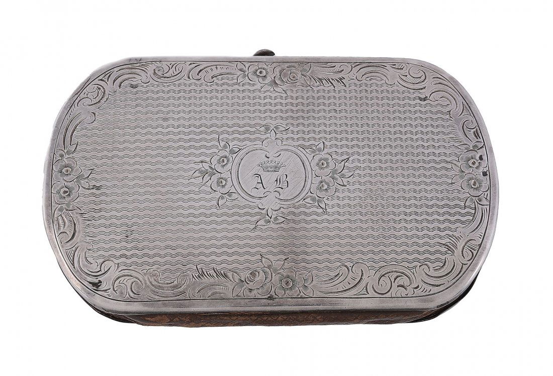 A French silver mounted diced leather oblong purse, (1 of 1)