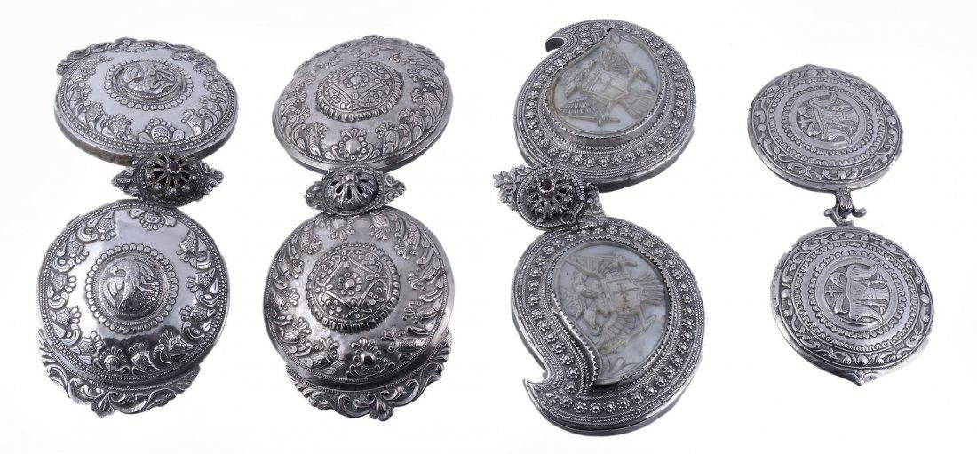 Four Bulgarian pafti , cast and chased white alloy (1 of 1)