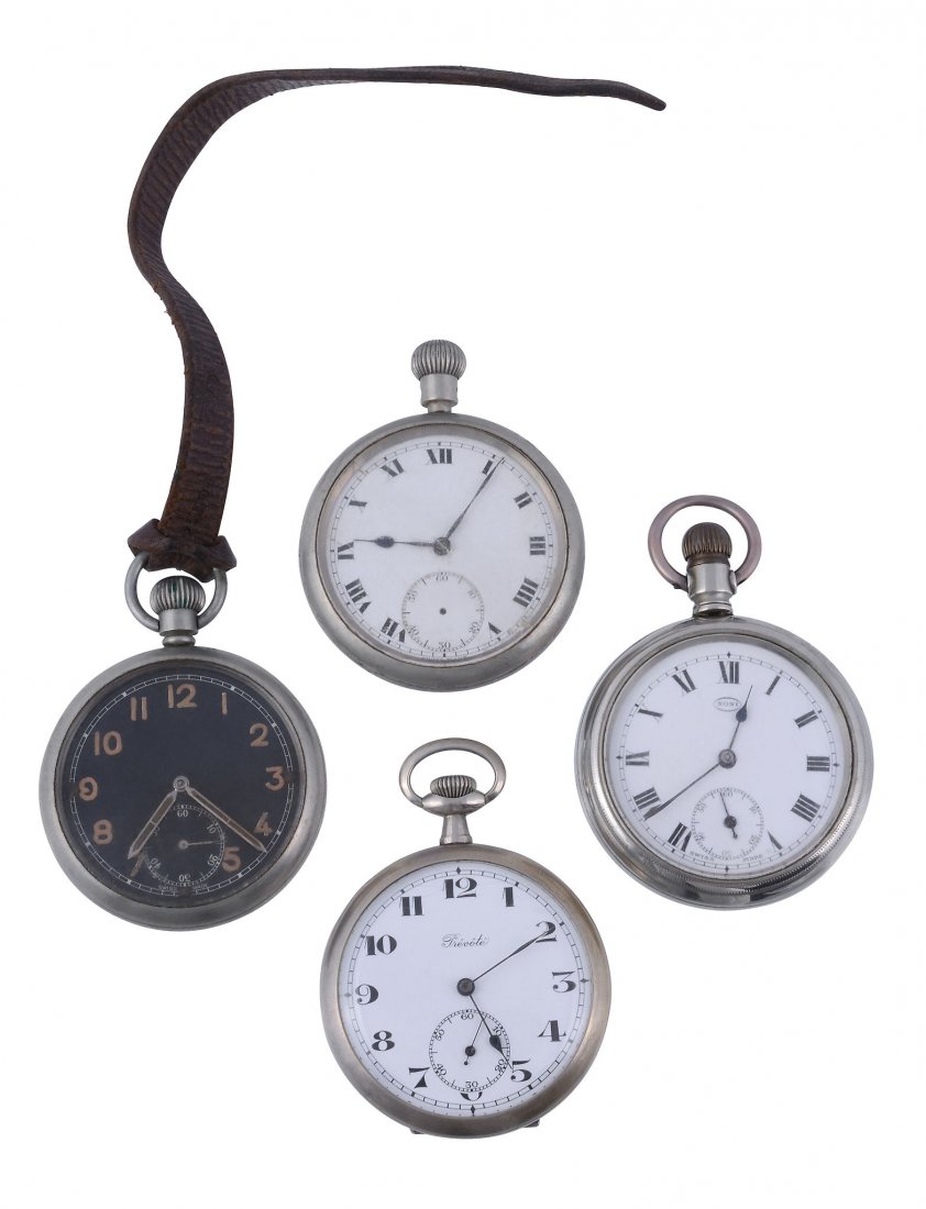 Four nickel cased pocket watches, to include (1 of 1)