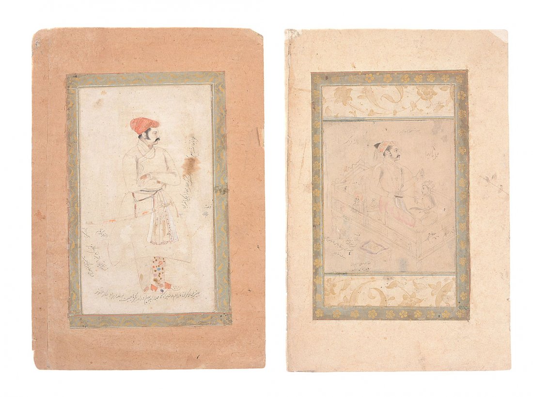 Two Mughal portrait drawings, Northern Indian, 18th (1 of 1)