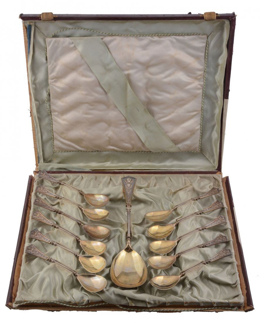 A set of twelve German silver coloured parcel gilt ice (1 of 1)